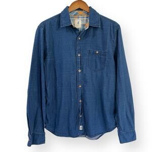 Johnnie-O West Coast Prep Denim Shirt S Blue Indigo LS Button-Up Coastal Surfer